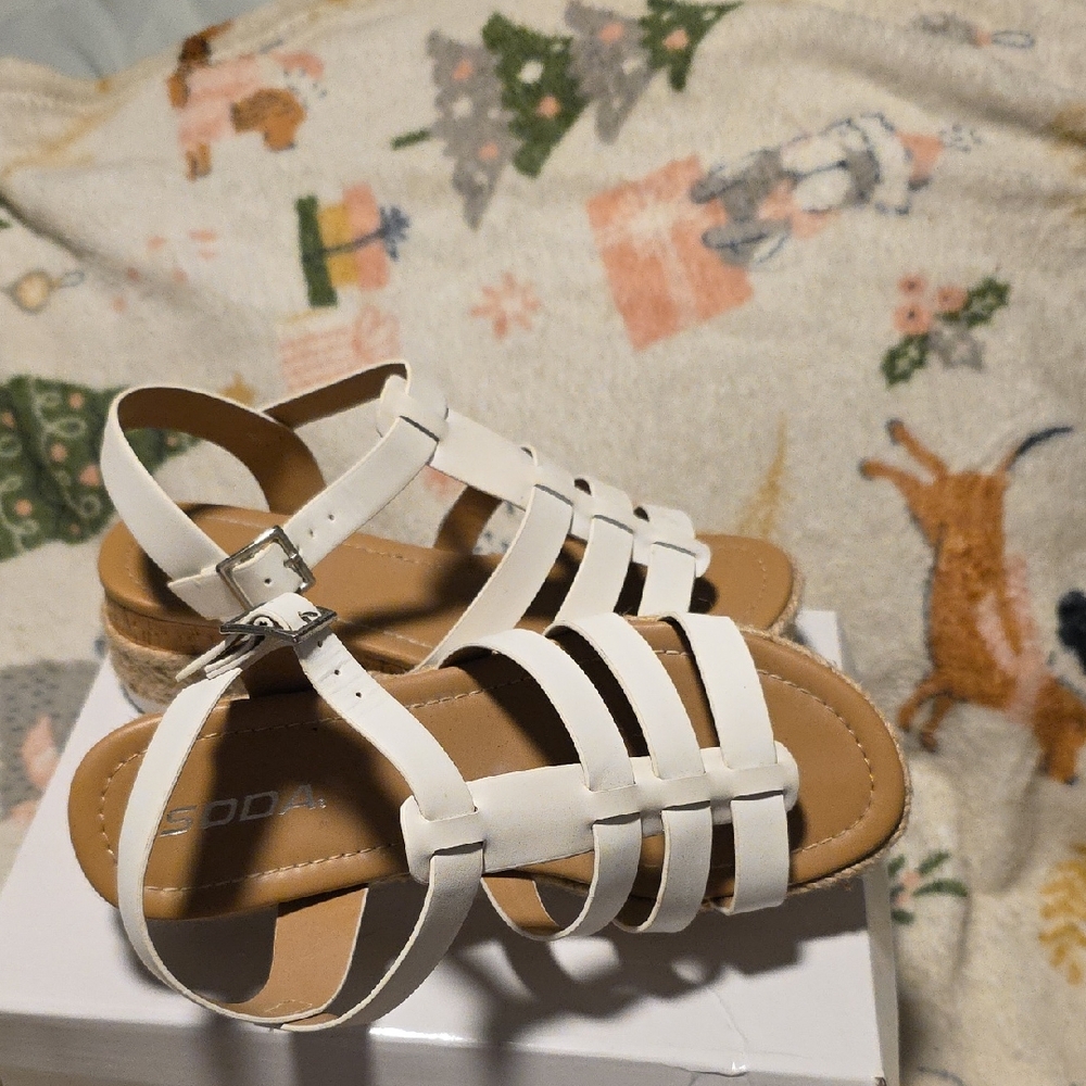 Soda White Strappy Sandals